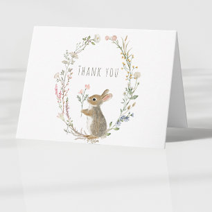 Rustic Woodland Rabbit Watercolor Baby Shower Thank You Card