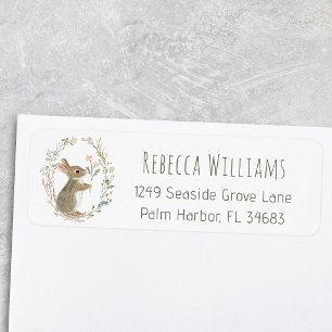 Rustic Woodland Rabbit Watercolor Return address Label