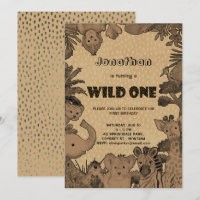 Rustic Woodland Rain Forest Animals Brown Kraft