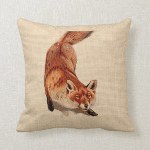 Rustic Woodland Red Fox Pillow