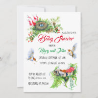 Rustic Woodland Robin Birds with Nest Baby Shower