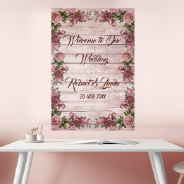 Rustic Woodland Rose Floral Country Wedding Poster