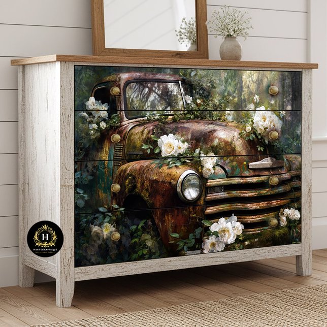 Rustic Woodland Rose Truck Decoupage Tissue Paper (Creator Uploaded)