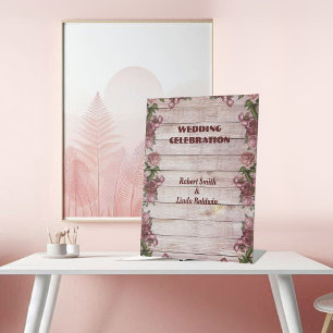 Rustic Woodland Roses Floral Country Wedding Party Pedestal Sign