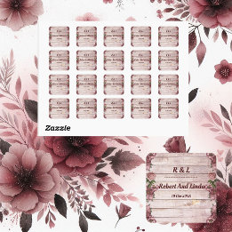 Rustic Woodland Roses Floral Country Wedding Square Sticker
