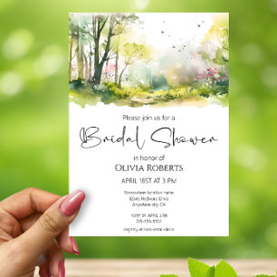 Rustic Woodland Spring Forest Bridal Shower Invitation