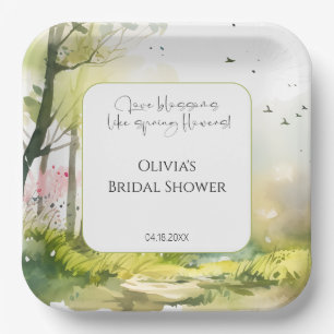 Rustic Woodland Spring Forest Bridal shower Paper Plate