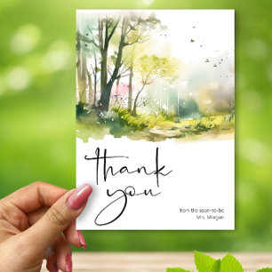 Rustic Woodland Spring Forest Bridal Shower  Thank You Card