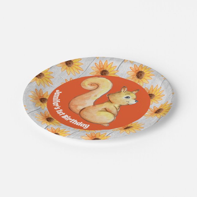 Rustic Woodland Squirrel party plate (Angled)