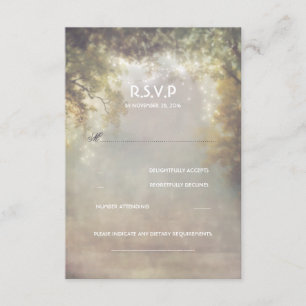 Rustic Woodland Tree Lights Wedding RSVP Card