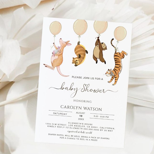 Rustic Woodland Watercolor Kangaroo Baby Shower Invitation (Creator Uploaded)