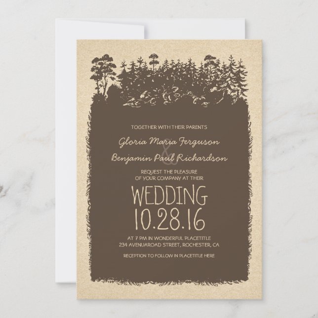 Rustic Woodland Wedding Invitations (Front)