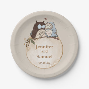 Rustic Woodland Wedding Owl Paper Plate