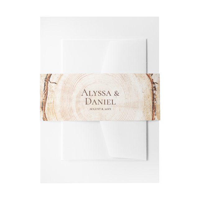 Rustic Woodland Wedding Personalized Invitation Belly Band (Front Example)