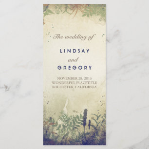 rustic woodland wedding programs navy