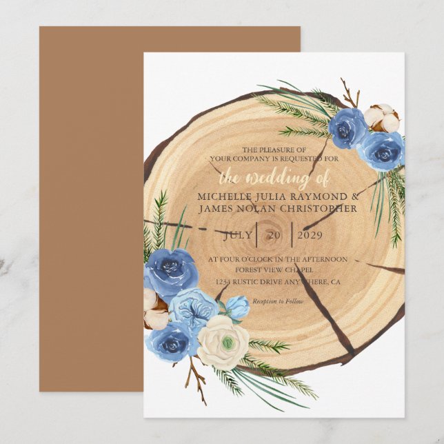 Rustic Woodland Wedding Theme Invitation (Front/Back)