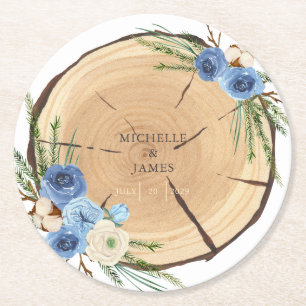 Rustic Woodland Wedding Theme Round Paper Coaster