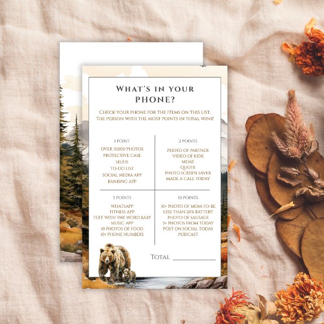 Rustic Woodland What’s in Your Phone Baby Shower (Creator Uploaded)