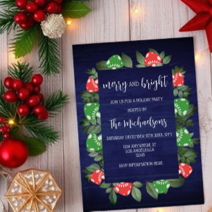 Rustic Woodland Whimsical Mushrooms Christmas Invitation