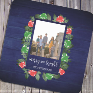 Rustic Woodland Whimsical Mushrooms Christmas Square Paper Coaster