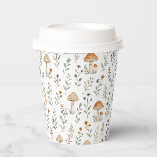 Rustic Woodland Wildflower Mushrooms Baby Shower | Paper Cups
