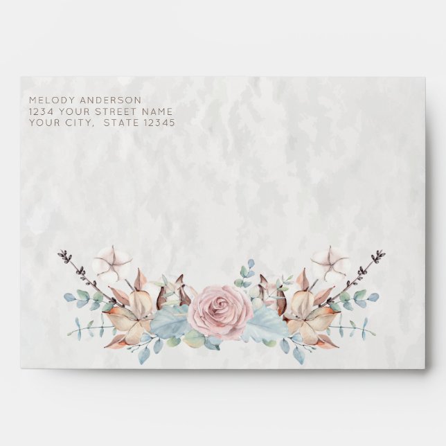 Rustic Woodland Winter Floral and Unicorn Envelope (Front)