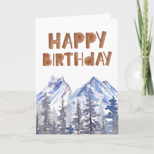 Rustic Woodland Winter Forest "Happy Birthday"  Card