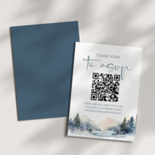 Rustic Woodland Winter Forest QR code Wedding RSVP Card