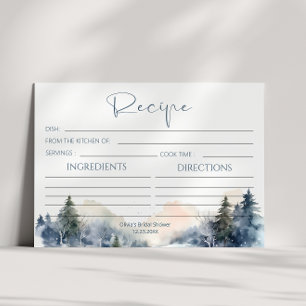Rustic Woodland Winter Forest Recipe Card