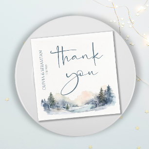 Rustic Woodland Winter Forest Thank you Napkin