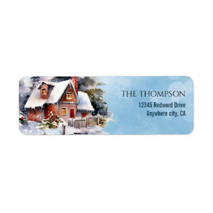 Rustic Woodland Winter House Return Address Label