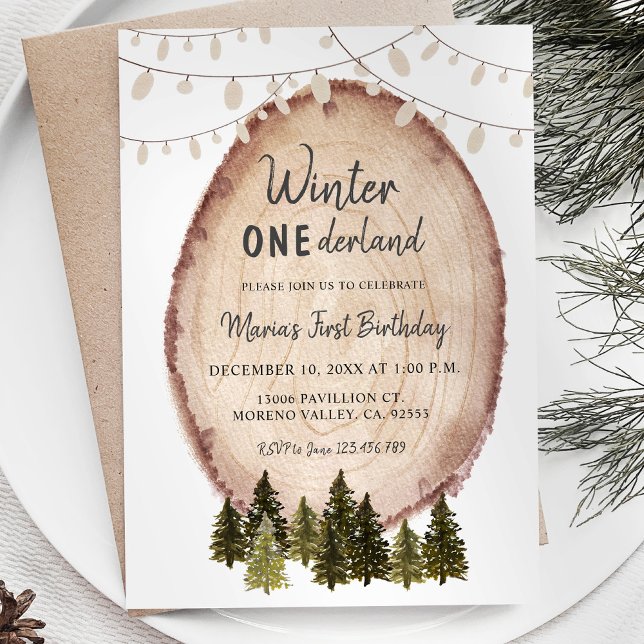Rustic Woodland Winter Onederland Birthday Invitation (Creator Uploaded)
