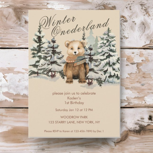 Rustic Woodland Winter Onederland Invitation (Creator Uploaded)