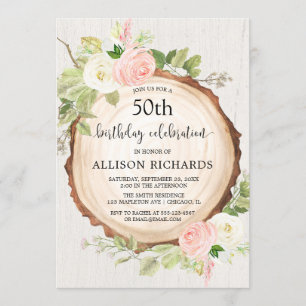 Rustic woodland women birthday party adult any age invitation