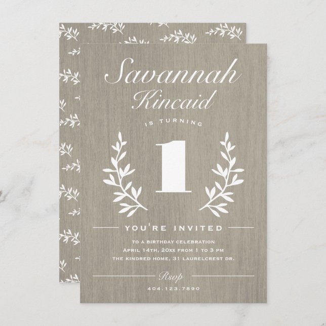 Rustic Woods 1st Birthday Party Invitation (Front/Back)