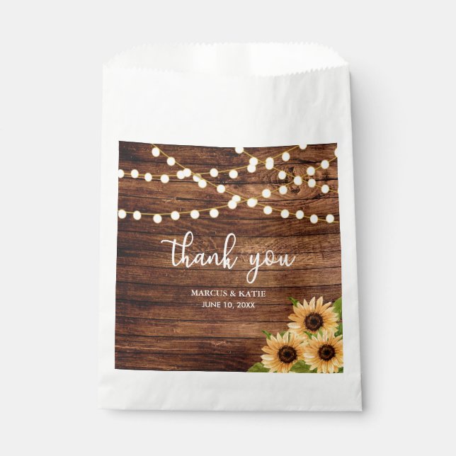 Rustic Woods and Sunflowers Wedding Favour Bag (Front)