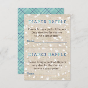 Rustic Woods Blue Plaid Diaper Raffle Insert Card