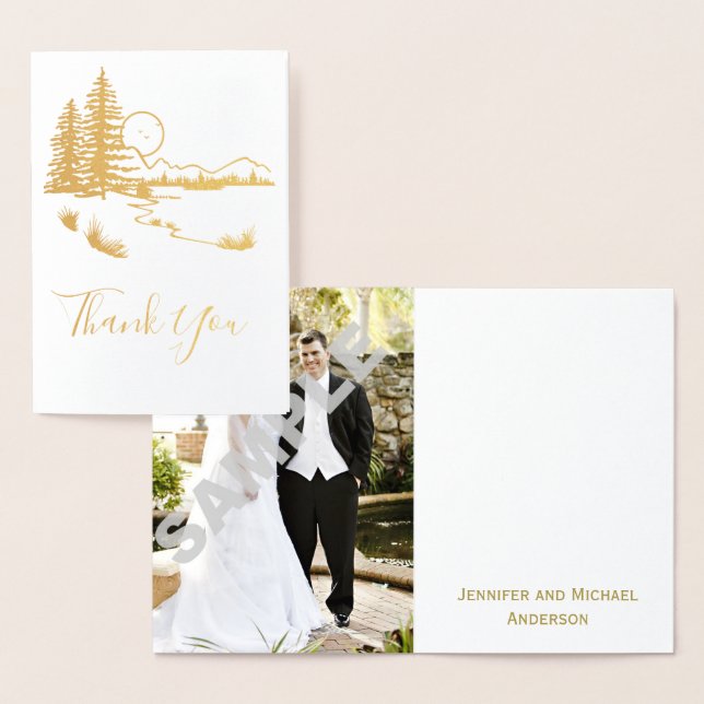 Rustic Woods Country Thank You with Photo Foil Card (Display)