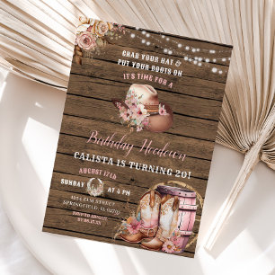 Rustic Woods Cowgirl Birthday Hoedown Invitation