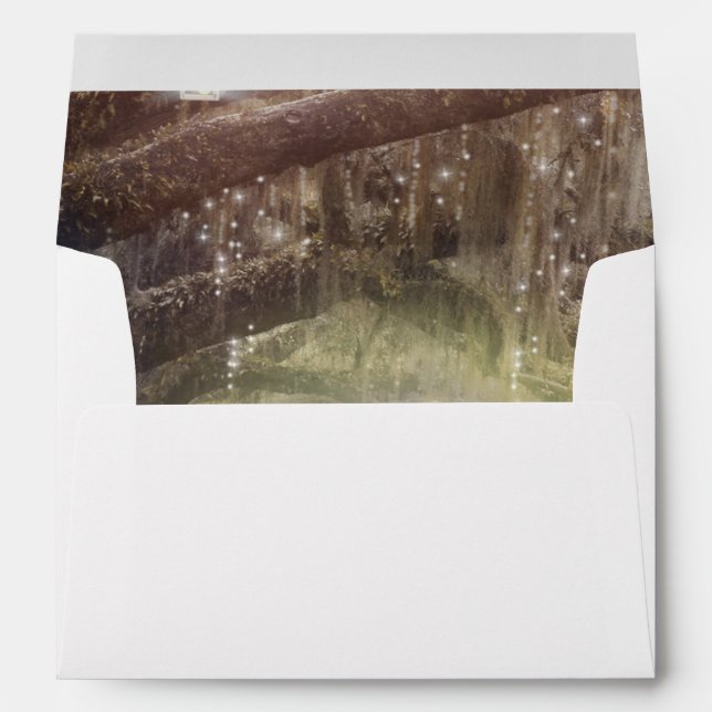 Rustic Woods Enchanted Forest & Lights Wedding Envelopes (Back (Bottom))