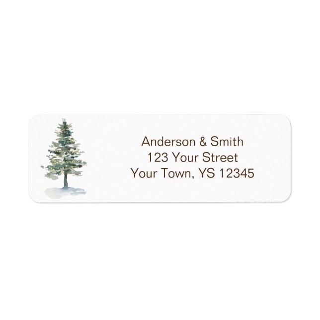 Rustic Woods Evergreen Pine with Lights Return Address Label (Front)