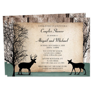 Rustic Woodsy Deer Couples Shower Invitations