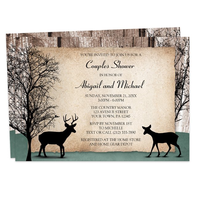 Rustic Woodsy Deer Couples Shower Invitations (Creator Uploaded)