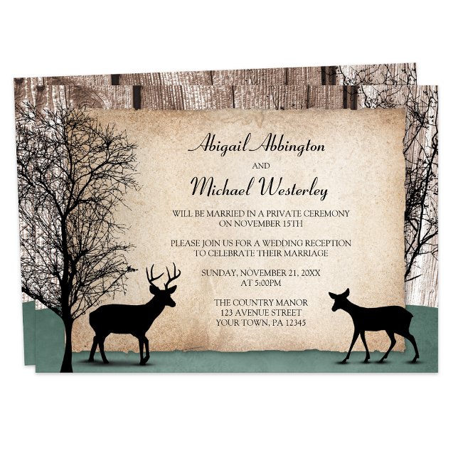 Rustic Woodsy Deer Reception Only Invitations (Creator Uploaded)