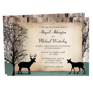 Rustic Woodsy Deer Wedding Invitations