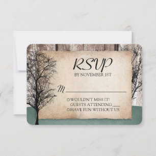 Rustic Woodsy Deer Wedding RSVP reply cards