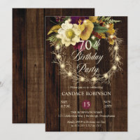 Rustic Woodsy Lighted Wreath 70th Birthday Party