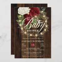 Rustic Woodsy Lighted Wreath Girl Baby Shower