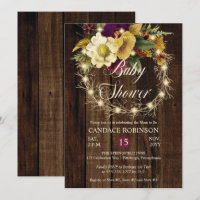 Rustic Woodsy Lighted Wreath Girl Baby Shower