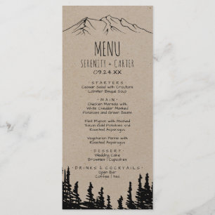 Rustic Woodsy Mountain Dinner Menu Card